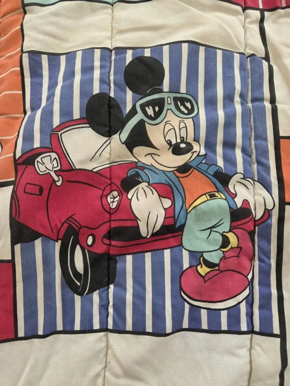 VTG mickey mouse twin comforter 1980's retro walt disney Bright colors.